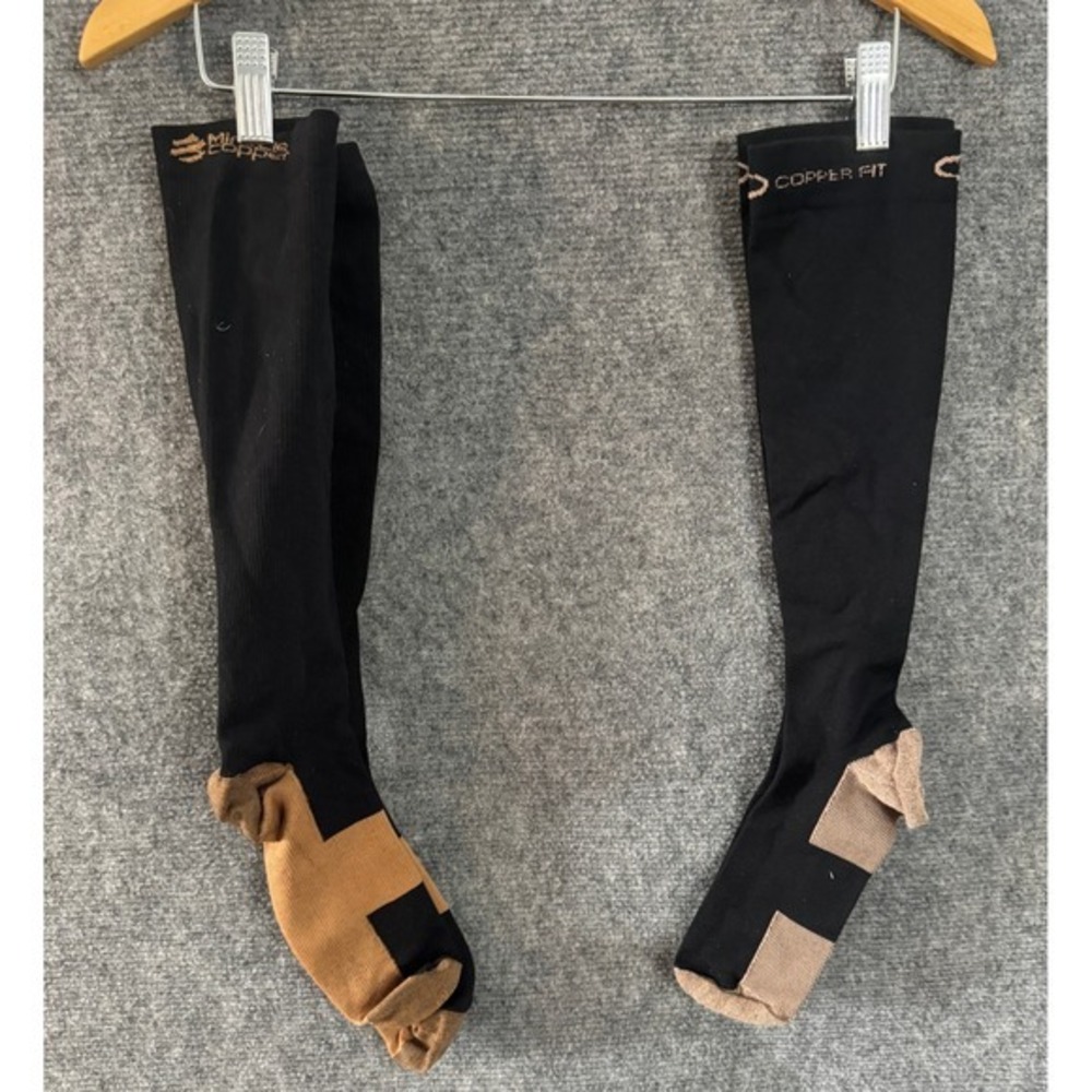 Copper Fit Compression Knee High Socks Black Tan Mens Womens 2x Sz L/XL